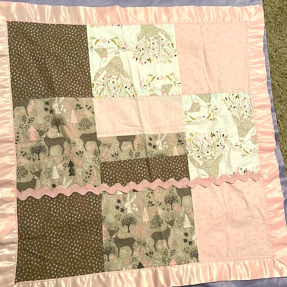 Handmade Square Baby floor mat for tummy time and potable for traveling.